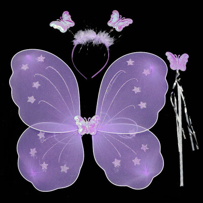 

3Pcsset Cosplay Costume Lovely Clothing Princess Kids Girl Butterfly Wing Wand Headband Fairy Christmas Party Dress