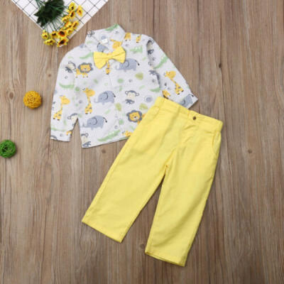 

Toddler Kids Baby Boy Gentleman Clothes T-Shirt Tops Long Pants Formal Outfits