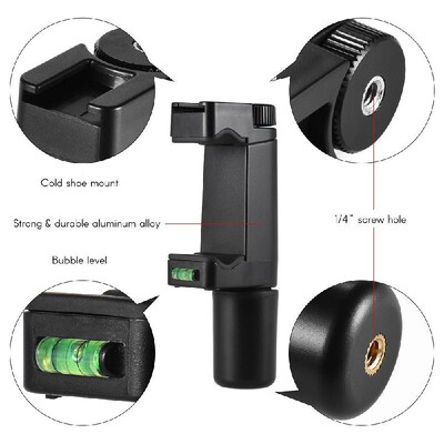 

Photography Adjustable Handheld Phone Holder Smartphone Clamp Grip Phone Bracket with Cold Shoe for Video Recording Live Video and