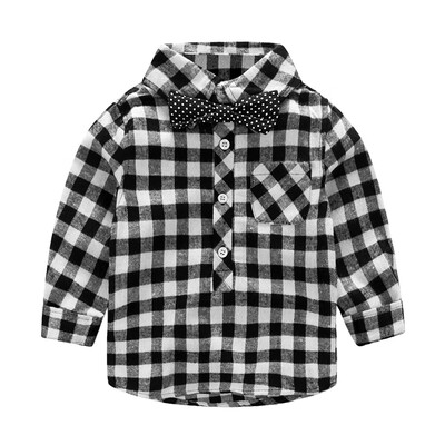 

Baby Kids Toddler Boys Gentleman Shirt Long Sleeve Bowknot Plaid Tops