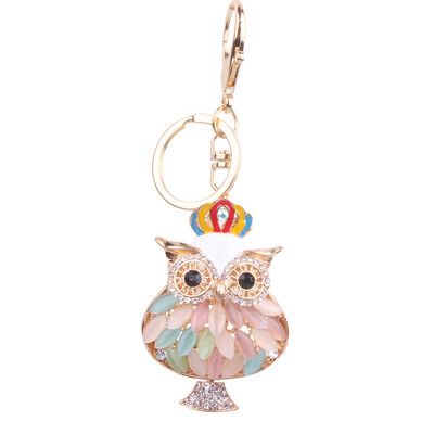 

Alloy Keychain Inlay Diamond Owl Girl Bag Car Mobile Phone Pendant Toy