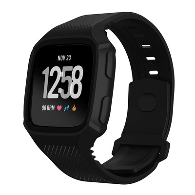 

〖Follure〗Rugged Protective Case With Silicone Wrist Strap Bands for Fitbit Versa Watch A