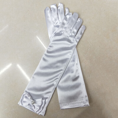 

Girl Long Gloves Bow Prom Finger Satin Elbow Costume Princess Sleeves Halloween