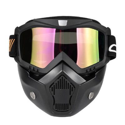 

Mortorcycle Mask Detachable Goggles&Mouth Filter for Open Face Helmet Motocross Ski Snowboard