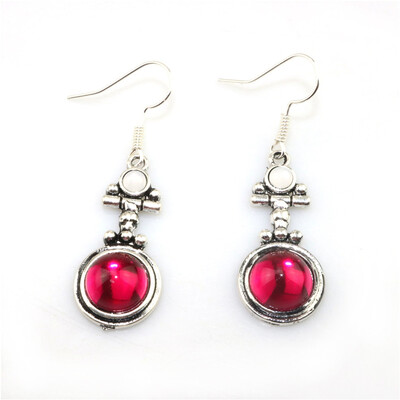 

Womens Earrings Women Vintage Faux Ruby Drop Dangle Hook Earrings Party Jewelry Banquet Gift - Red