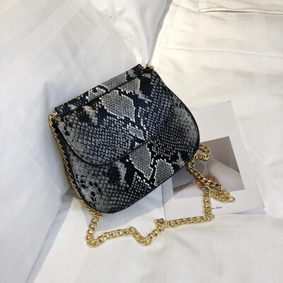 

Tailored Women Retro Serpentine Crossbody Bags Leather Shoulder Bag Chain Handle Bags