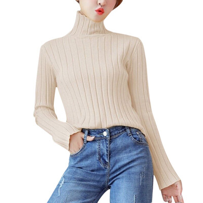 

Women Autumn Sweater Fashion Turtleneck Knitting Top Long Sleeve Casual Sweater Pullovers
