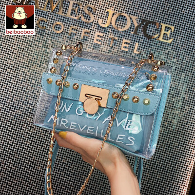 

Summer transparent small bag women 2019 new jelly chain small square bag ins shoulder Messenger bag tide