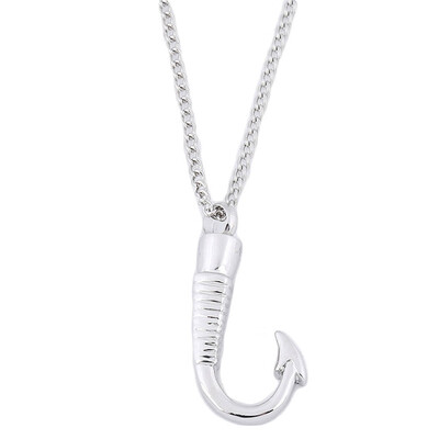 

Silver Fish Hook Fishhook Memorial Pendant Urn Necklace Ashes Holder Casket