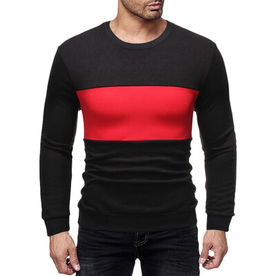 

Toponeto Men New Fashion Autumn Winter Long Sleeve Sweatshirt Patchwork Tops Blouse