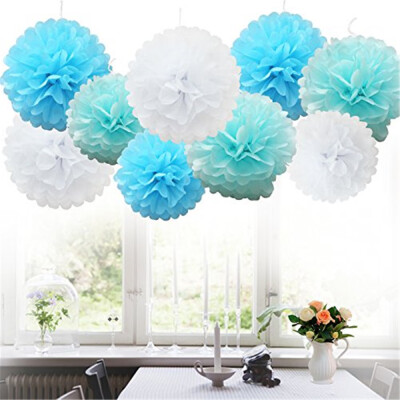 

Tailored 9pcs Tissue Paper Pompoms Flower Balls Fluffy Christmas Wedding Party Decoration