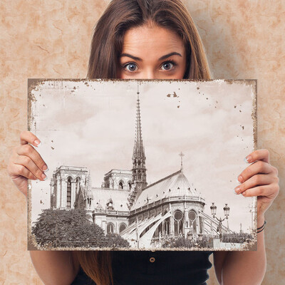 

Toponeto Vintage De Cathedral Paris France Rose Window Hanging Painting Wall Art