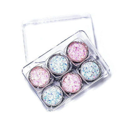 

6 ColorsSet Eyes Glitter Sequins Iridescent Flakes Shiny Gel Cosmetic Chunky Glitter for Eye Shadow Body Nail Lips Face Hair Glit