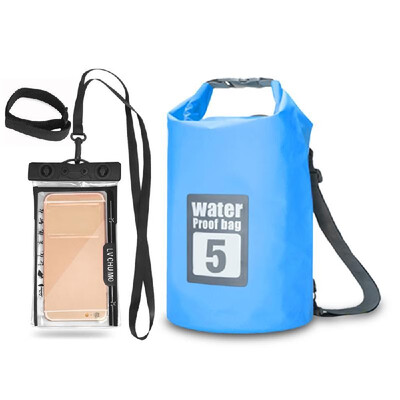 

5L 10L 15L 20L Outdoor Waterproof Dry Backpack Roll-top Floating Bag with 63 Waterproof Phone Case for Kayaking Rafting B
