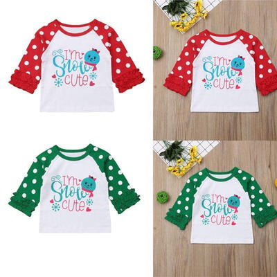 

Newborn Infant Baby Girl Ruffled Sleeves T-shirt Tops Casual Clothes Christmas