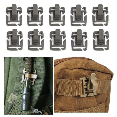 

10 Pieces Tactical Gear Strap Clip for Molle Backpack Webbing Attachments D Ring Hook Tactical Vest Belt