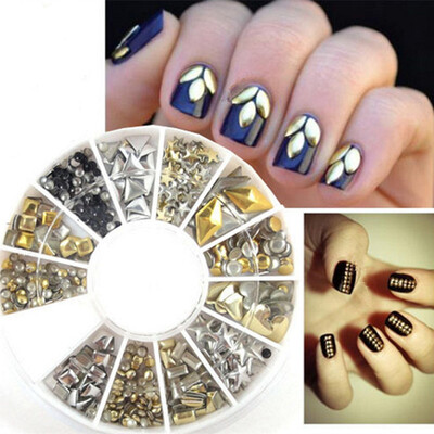 

240PCS Nail Art Mixed Rivet Shapes Acrylic Rhinestone Nail Art Decorations