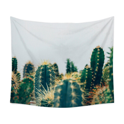 

Watercolor Cactus Printed Tapestry Polyester Fabric Hippie Bohemian Print Home Decor Wall Hanging Tapestry Beach Throw Blanket