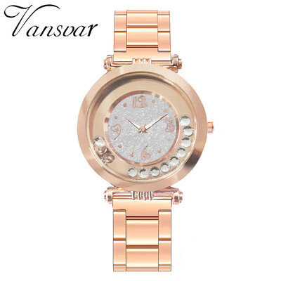 

Vansvar Women Watches Bead Rotating Dial Ladies Quartz Wristwatch Starry Sky Rose Alloy Strap Clock Dress Gift Zegarki Damskie50