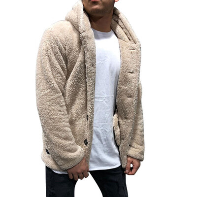 

Mens Winter Warm Fluffy Fleece Hooded Coat Hoodies Jacket Outwear Cardigans Top