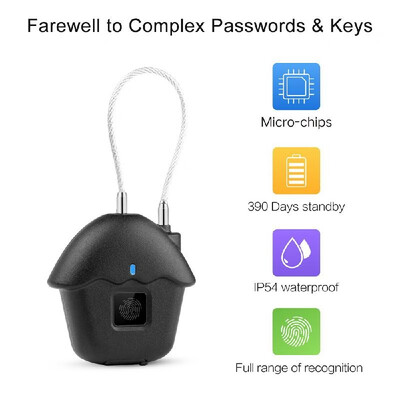 

HK-03 Padlock Fingerprint Lock Smart Biometric Lock IP54 Waterproof 2580 Switch Lock Times for Gym Door Luggage Suitcase Backpack