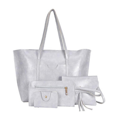 

4pcsset Women Shoulder Bags Totes Oil PU Leather Messenger Handbags Purse