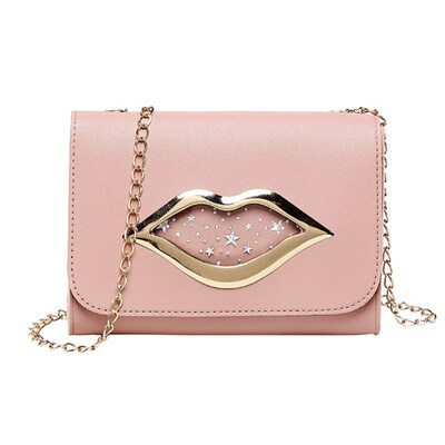

Women Fashion Lip Faux Leather Square Chain Sling Crossbody Shoulder Bag Pouch