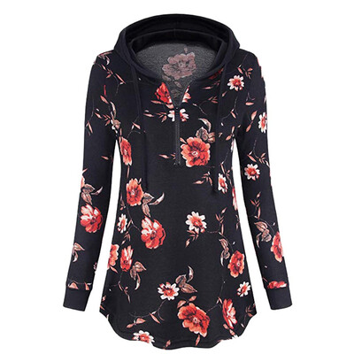 

Starmoon Women Hooded Printing With Formal Zipper Collared Shirt Casual And Top Blouse