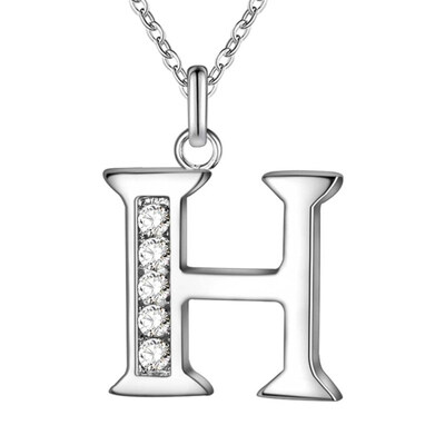 

Simple Shiny Zircon 26 English Letters Pendant Women Men Thin Necklaces Jewelry