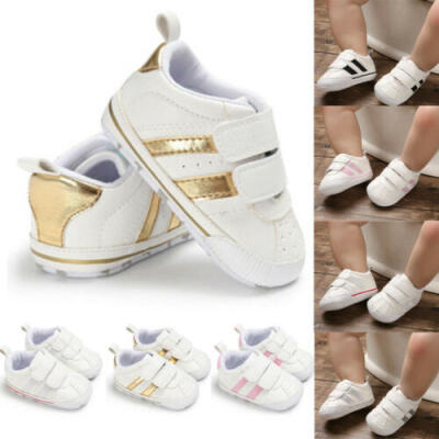 

Soft Sole Newborn Baby Boy Girl Pre-Walker White Pram Shoes Trainers 0-18 Months