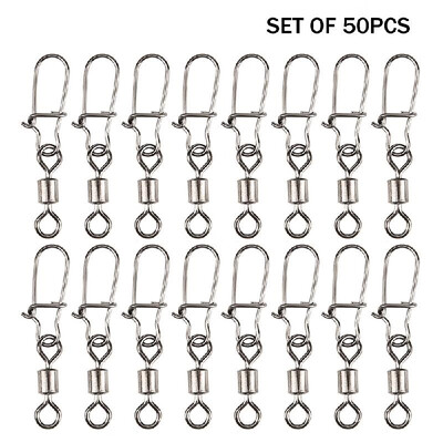 

50PCS 2 4 6 8 Fishing Rolling Swivel Connector with Snap Fish Hook Lure Connector Terminal Tackle