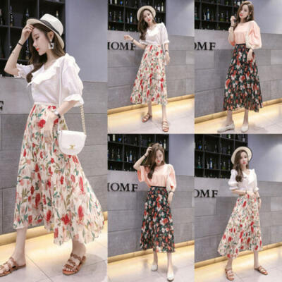 

Womens Summer Boho Floral Long Maxi Evening Cocktail Party Beach Dress Sundress
