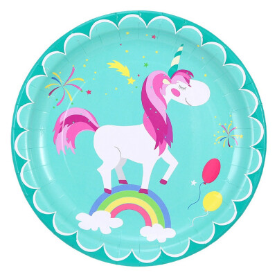 

Blue Unicorn Girls Series Birthday Party Tableware Plates Cups Napkins Decor SET