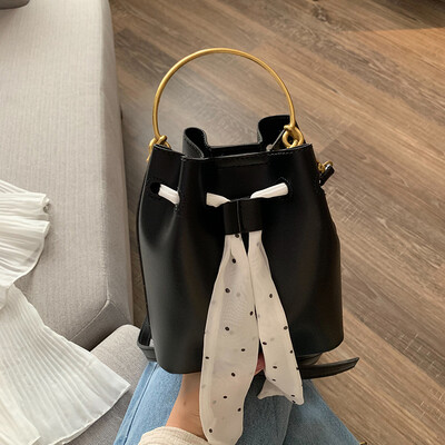 

Ins summer new silk scarf bucket bag in Japan&South Korea new 2019 Korean version 100 lap single shoulder slant bag