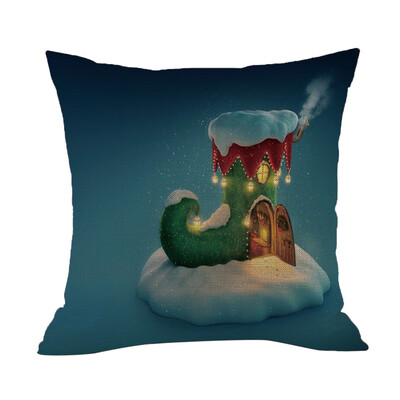 

Tailored Happy Christmas Pillow Cases Linen Sofa Cushion Cover Home Decor Pillow Core