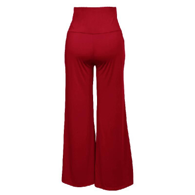 

Casual Women High Waist Wide Leg Pants Side Zipper Solid Color Oversize Flare Long Loose Yoga Trousers