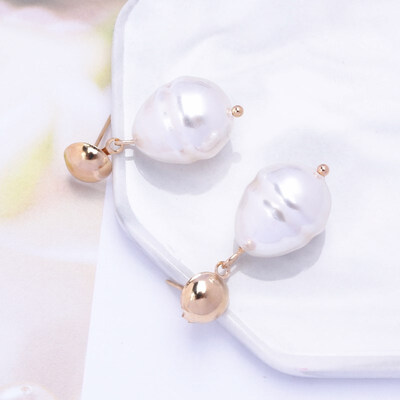 

EK314 New Design Metal Gold Color Circle Cross Heart Geometric Irregular Natural Imitation Pearl Drop Earrings for Women Jewelry