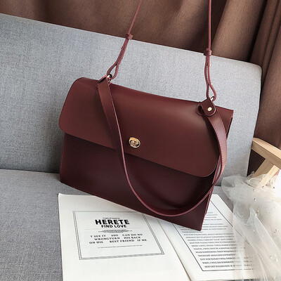 

Qiao Bani 2019 new European&American style fashion simple solid color lock flip cover bag shoulder diagonal trend handbags