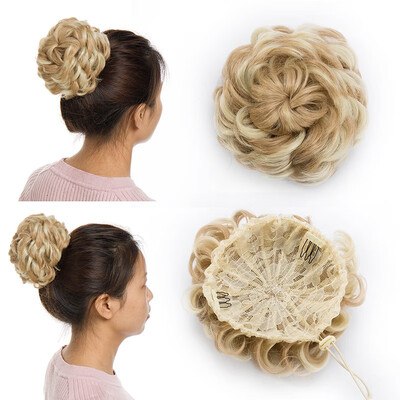 

Messy Hair Bun Chignons Synthetic Hair Extensions Wavy Updo Scrunchy Hairpieces