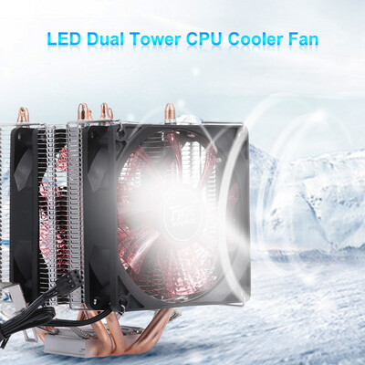 

CPU Cooler Fan Heatsink 4 Heatpipe 2 Fans Quiet Heatsink Radiator Support 775115xAMD