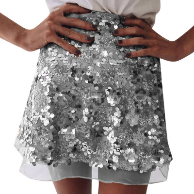 

Roseonmyhand Women High Waist Bodycon Sequins Evening Party Ladies Casual Short Mini Skirt