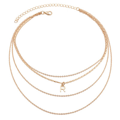 

Fashion Multi Layer Choker Necklace for Women Silver Gold Color Party Jewelry Letter Charms Collar Necklace Pendant