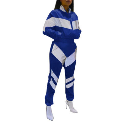 

Women Sports Suit 2pcs Long Sleeve Stand Collar Tracksuit Sportswear Set