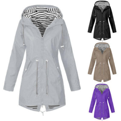 

Women Ladies Waterproof Jacket Raincoat Hooded Rain Mac Coats Forest Coat UK