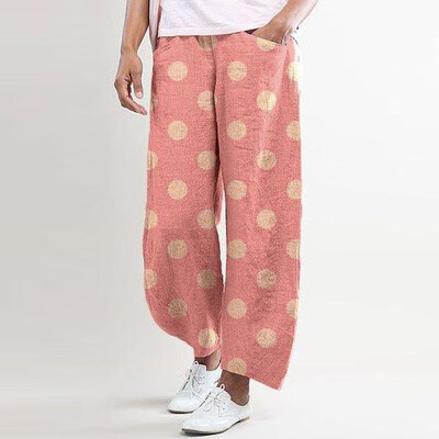 

Women Boho Baggy Harem Loose Pants Wide Leg Dot Print Yoga Palazzo Long Trousers