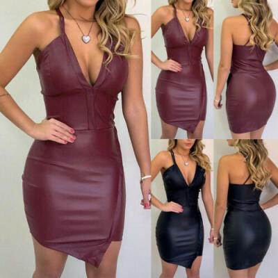 

Fashion Women Sexy Shiny Deep V Cocktail Club Party Evening Short Dress Bodycon