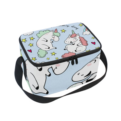 

ALAZA Lunch Box Insulated Happy Unicorn Lunch Bag Large Cooler Tote Bagfor Men Women