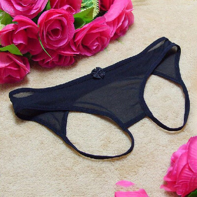 

Women Sexy Solid Elastic Low Waist Lingerie Open Butt Knickers G-String Panties