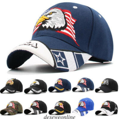 

USA American Bald Eagle Shadow Flag Embroidered Baseball Cap Hat Premium