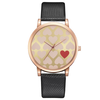 

Wish trend alloy womens watch Korean casual love mirror quartz watch quality PU leather female watch